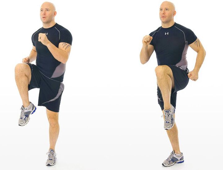 Effectively increase power by running in place with high knees